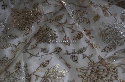 Sequin work, Zari Embroidery on Dyeable Georgette Fabric Dno337020RFD